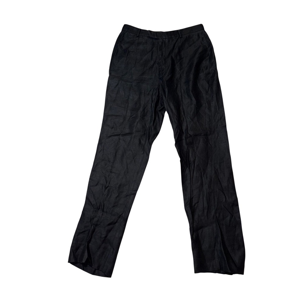 Banana Republic Black 100% Linen Straight Leg Trousers Pants Womens Size 6 - Picture 1 of 6